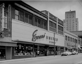 The picture shows Evans United Department Store in the 1950's. Photo courtesy of the Durham Herald Sun